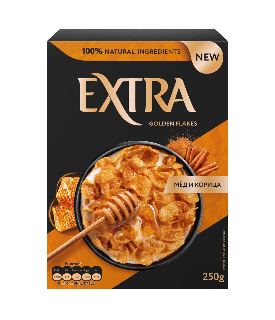 Хлопья кукурузные Extra Golden (Экстра Голден) с мёдом и корицей — Любятово